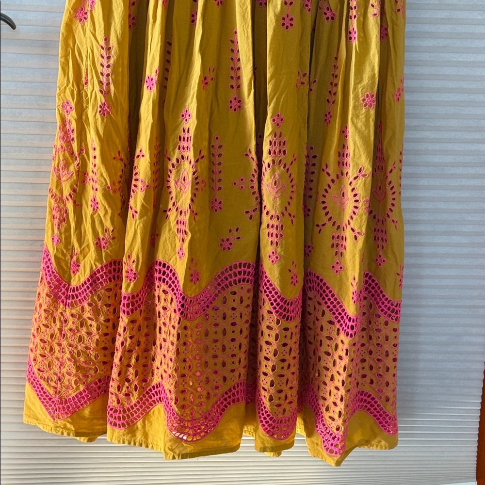 NWT DIXIE Yellow and Pink Floral embroidered Maxi Dress size medium - Picture 4 of 15